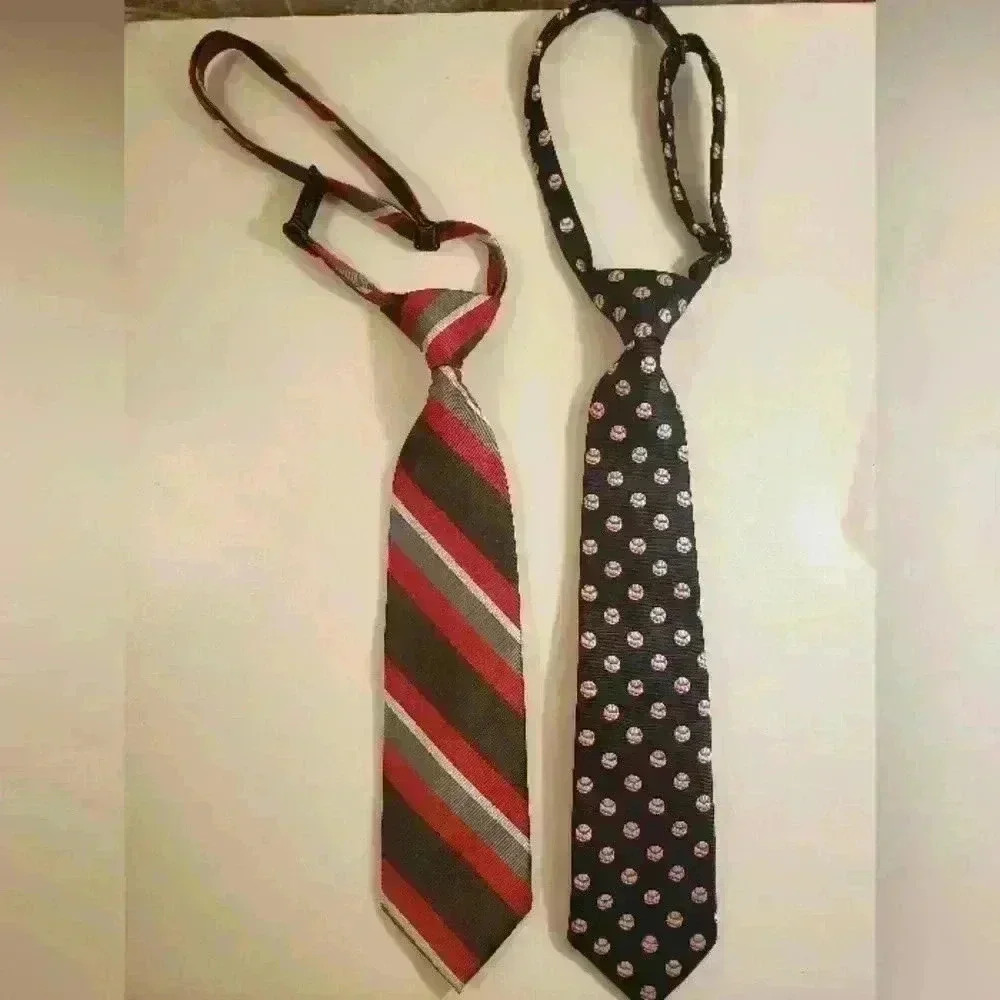 Two toddler ties size 24 months to 4 T.  One baseball and one red striped